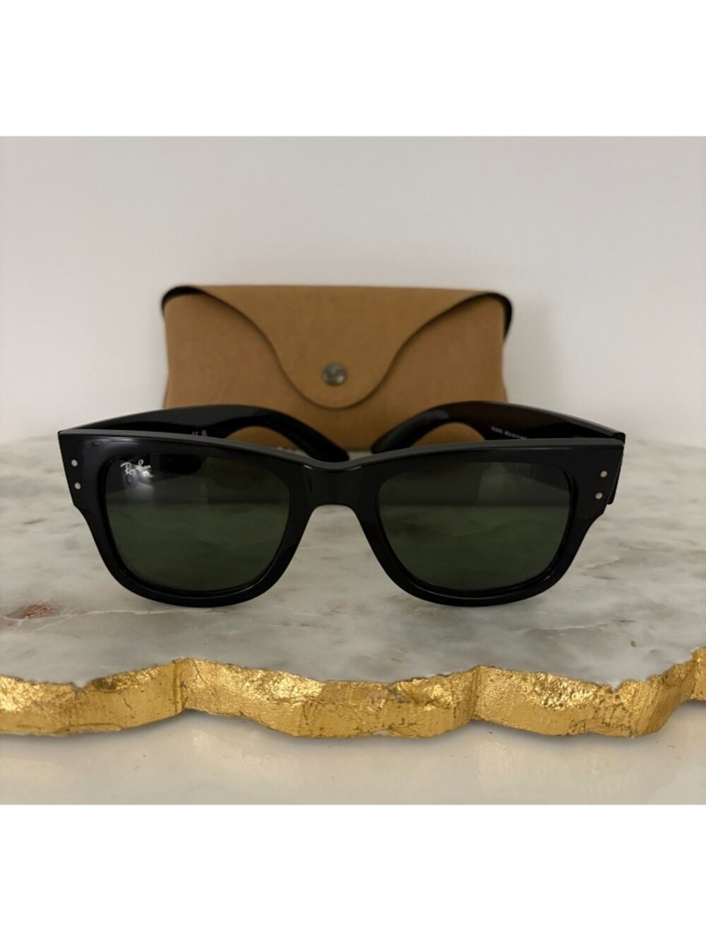 Ray-Ban RB0840S Mega Wayfarer Polished Black /Green Lenses – Size 51-21-145 3N